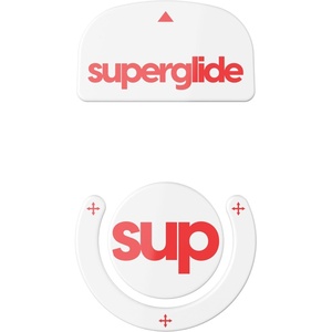 Superglide Glass Mouse Skates – Super Smooth Glide, Polished Round Edge, Super Fast Gaming Mouse Feet with Durable Sole for Logitech G Pro X Superlight1 (Type-S, White)(White/Red)