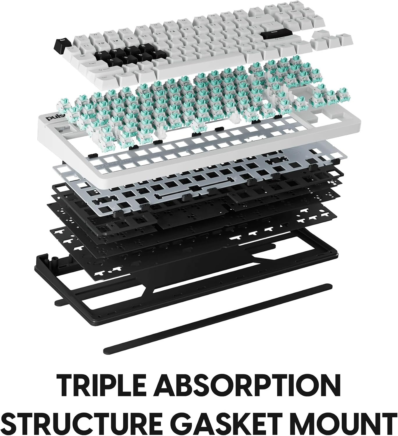 image:imagePulsar XBOARD QS Mechanical Gaming Keyboard QMKVIA Hot Swappable Linear Switch TKL Layout Gasket Mount Aluminum Frame RGB LED Backlit Knob Dual PC Quick Switch for MacWindows White Premium 88key tenkeyless mechanical gaming keyboard with Quick Switching Technology dual USBC computer connectionsWhite