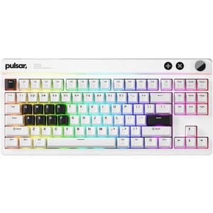 Pulsar XBOARD QS Mechanical Gaming Keyboard – QMK/VIA, Hot Swappable Linear Switch, TKL Layout Gasket Mount, Aluminum Frame, RGB LED Backlit, Knob, Dual PC Quick Switch for Mac/Windows (White) | Premium 88-key tenkeyless mechanical gaming keyboard with Quick Switching Technology, dual USB-C computer connections(White)